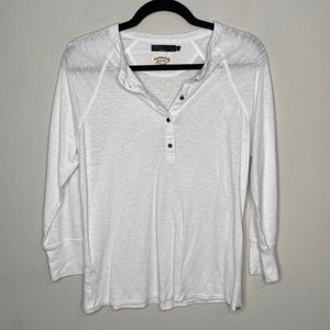 Prana White Long Sleeved Button Tee Size Medium